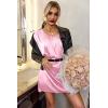 image:imageEkouaer Womens Satin Nightgowns V Neck Side Split Sleepshirt Short Sleeves Sleepwear Chest Pocket Nightshirt SXXLMisty Rose