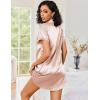 image:imageEkouaer Womens Satin Nightshirt Button Down Sleepshirt Silk Short Sleeve Nightgown Boyfriend Notch Collar SleepwearChampagne