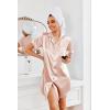 image:imageEkouaer Womens Satin Nightshirt Button Down Sleepshirt Silk Short Sleeve Nightgown Boyfriend Notch Collar SleepwearChampagne