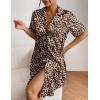 image:imageEkouaer Womens Satin Nightshirt Button Down Sleepshirt Silk Short Sleeve Nightgown Boyfriend Notch Collar SleepwearGold Leopard