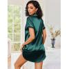 image:imageEkouaer Womens Satin Nightshirt Button Down Sleepshirt Silk Short Sleeve Nightgown Boyfriend Notch Collar SleepwearLake Green