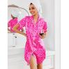 image:imageEkouaer Womens Satin Nightshirt Button Down Sleepshirt Silk Short Sleeve Nightgown Boyfriend Notch Collar SleepwearLeopard