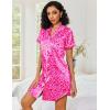 image:imageEkouaer Womens Satin Nightshirt Button Down Sleepshirt Silk Short Sleeve Nightgown Boyfriend Notch Collar SleepwearLeopard