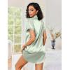 image:imageEkouaer Womens Satin Nightshirt Button Down Sleepshirt Silk Short Sleeve Nightgown Boyfriend Notch Collar SleepwearLight Green