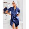 image:imageEkouaer Womens Satin Nightshirt Button Down Sleepshirt Silk Short Sleeve Nightgown Boyfriend Notch Collar SleepwearNavy Blue