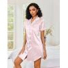 image:imageEkouaer Womens Satin Nightshirt Button Down Sleepshirt Silk Short Sleeve Nightgown Boyfriend Notch Collar SleepwearPink Leopard