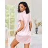 image:imageEkouaer Womens Satin Nightshirt Button Down Sleepshirt Silk Short Sleeve Nightgown Boyfriend Notch Collar SleepwearPink Leopard
