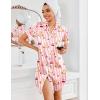 image:imageEkouaer Womens Satin Nightshirt Button Down Sleepshirt Silk Short Sleeve Nightgown Boyfriend Notch Collar SleepwearPink Stripe Bear Print