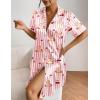 image:imageEkouaer Womens Satin Nightshirt Button Down Sleepshirt Silk Short Sleeve Nightgown Boyfriend Notch Collar SleepwearPink Stripe Bear Print