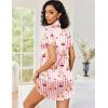 image:imageEkouaer Womens Satin Nightshirt Button Down Sleepshirt Silk Short Sleeve Nightgown Boyfriend Notch Collar SleepwearPink Stripe Bear Print