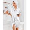 image:imageEkouaer Womens Satin Nightshirt Button Down Sleepshirt Silk Short Sleeve Nightgown Boyfriend Notch Collar SleepwearWhite