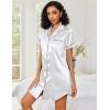 image:imageEkouaer Womens Satin Nightshirt Button Down Sleepshirt Silk Short Sleeve Nightgown Boyfriend Notch Collar SleepwearWhite