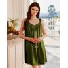 image:imageEkouaer Womens Satin Silk Nightgown V Neck Sexy Nightdress Tank Sleeveless Sleepshirt Lace Sleep Dress Nightwear SXXXLArmy Green