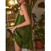 image:imageEkouaer Womens Satin Silk Nightgown V Neck Sexy Nightdress Tank Sleeveless Sleepshirt Lace Sleep Dress Nightwear SXXXLArmy Green