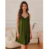 image:imageEkouaer Womens Satin Silk Nightgown V Neck Sexy Nightdress Tank Sleeveless Sleepshirt Lace Sleep Dress Nightwear SXXXLArmy Green