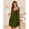 image:imageEkouaer Womens Satin Silk Nightgown V Neck Sexy Nightdress Tank Sleeveless Sleepshirt Lace Sleep Dress Nightwear SXXXLArmy Green