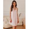 image:imageEkouaer Womens Satin Silk Nightgown V Neck Sexy Nightdress Tank Sleeveless Sleepshirt Lace Sleep Dress Nightwear SXXXLBeige