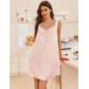 image:imageEkouaer Womens Satin Silk Nightgown V Neck Sexy Nightdress Tank Sleeveless Sleepshirt Lace Sleep Dress Nightwear SXXXLBeige