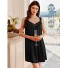 image:imageEkouaer Womens Satin Silk Nightgown V Neck Sexy Nightdress Tank Sleeveless Sleepshirt Lace Sleep Dress Nightwear SXXXLBlack