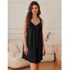 image:imageEkouaer Womens Satin Silk Nightgown V Neck Sexy Nightdress Tank Sleeveless Sleepshirt Lace Sleep Dress Nightwear SXXXLBlack