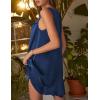 image:imageEkouaer Womens Satin Silk Nightgown V Neck Sexy Nightdress Tank Sleeveless Sleepshirt Lace Sleep Dress Nightwear SXXXLDark Blue