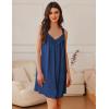 image:imageEkouaer Womens Satin Silk Nightgown V Neck Sexy Nightdress Tank Sleeveless Sleepshirt Lace Sleep Dress Nightwear SXXXLDark Blue