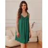 image:imageEkouaer Womens Satin Silk Nightgown V Neck Sexy Nightdress Tank Sleeveless Sleepshirt Lace Sleep Dress Nightwear SXXXLDark Green