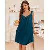 image:imageEkouaer Womens Satin Silk Nightgown V Neck Sexy Nightdress Tank Sleeveless Sleepshirt Lace Sleep Dress Nightwear SXXXLGreen Blue