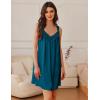 image:imageEkouaer Womens Satin Silk Nightgown V Neck Sexy Nightdress Tank Sleeveless Sleepshirt Lace Sleep Dress Nightwear SXXXLGreen Blue