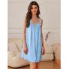 image:imageEkouaer Womens Satin Silk Nightgown V Neck Sexy Nightdress Tank Sleeveless Sleepshirt Lace Sleep Dress Nightwear SXXXLLight Blue