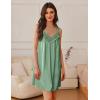 image:imageEkouaer Womens Satin Silk Nightgown V Neck Sexy Nightdress Tank Sleeveless Sleepshirt Lace Sleep Dress Nightwear SXXXLLight Green