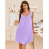 image:imageEkouaer Womens Satin Silk Nightgown V Neck Sexy Nightdress Tank Sleeveless Sleepshirt Lace Sleep Dress Nightwear SXXXLLight Purple