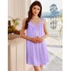 image:imageEkouaer Womens Satin Silk Nightgown V Neck Sexy Nightdress Tank Sleeveless Sleepshirt Lace Sleep Dress Nightwear SXXXLLight Purple