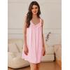 image:imageEkouaer Womens Satin Silk Nightgown V Neck Sexy Nightdress Tank Sleeveless Sleepshirt Lace Sleep Dress Nightwear SXXXLPink