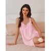 image:imageEkouaer Womens Satin Silk Nightgown V Neck Sexy Nightdress Tank Sleeveless Sleepshirt Lace Sleep Dress Nightwear SXXXLPink