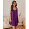 image:imageEkouaer Womens Satin Silk Nightgown V Neck Sexy Nightdress Tank Sleeveless Sleepshirt Lace Sleep Dress Nightwear SXXXLPurple