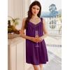 image:imageEkouaer Womens Satin Silk Nightgown V Neck Sexy Nightdress Tank Sleeveless Sleepshirt Lace Sleep Dress Nightwear SXXXLPurple