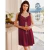 image:imageEkouaer Womens Satin Silk Nightgown V Neck Sexy Nightdress Tank Sleeveless Sleepshirt Lace Sleep Dress Nightwear SXXXLRed
