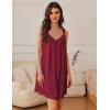 image:imageEkouaer Womens Satin Silk Nightgown V Neck Sexy Nightdress Tank Sleeveless Sleepshirt Lace Sleep Dress Nightwear SXXXLRed