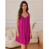 image:imageEkouaer Womens Satin Silk Nightgown V Neck Sexy Nightdress Tank Sleeveless Sleepshirt Lace Sleep Dress Nightwear SXXXLRose Red