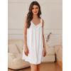image:imageEkouaer Womens Satin Silk Nightgown V Neck Sexy Nightdress Tank Sleeveless Sleepshirt Lace Sleep Dress Nightwear SXXXLWhite