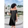 image:imageEkouaer Womens Satin Silk Pleated Nightgown Loose Sleepwear Printed Nightshirt Short Sleeve Sleep DressBlack