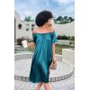 image:imageEkouaer Womens Satin Silk Pleated Nightgown Loose Sleepwear Printed Nightshirt Short Sleeve Sleep DressBlue Green