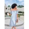 image:imageEkouaer Womens Satin Silk Pleated Nightgown Loose Sleepwear Printed Nightshirt Short Sleeve Sleep DressBlue Vertical Stripes