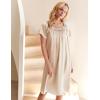 image:imageEkouaer Womens Satin Silk Pleated Nightgown Loose Sleepwear Printed Nightshirt Short Sleeve Sleep DressChampagne
