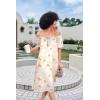 image:imageEkouaer Womens Satin Silk Pleated Nightgown Loose Sleepwear Printed Nightshirt Short Sleeve Sleep DressChampagne Teddy