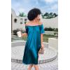 image:imageEkouaer Womens Satin Silk Pleated Nightgown Loose Sleepwear Printed Nightshirt Short Sleeve Sleep DressDeep Blue