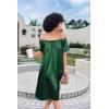 image:imageEkouaer Womens Satin Silk Pleated Nightgown Loose Sleepwear Printed Nightshirt Short Sleeve Sleep DressEvergreen