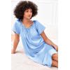 image:imageEkouaer Womens Satin Silk Pleated Nightgown Loose Sleepwear Printed Nightshirt Short Sleeve Sleep DressLight Blue
