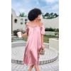 image:imageEkouaer Womens Satin Silk Pleated Nightgown Loose Sleepwear Printed Nightshirt Short Sleeve Sleep DressMedium Pink